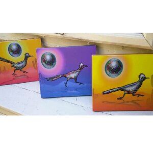Roadrunners Triptych (3 Panels) Original Art Giclee Canvas Prints